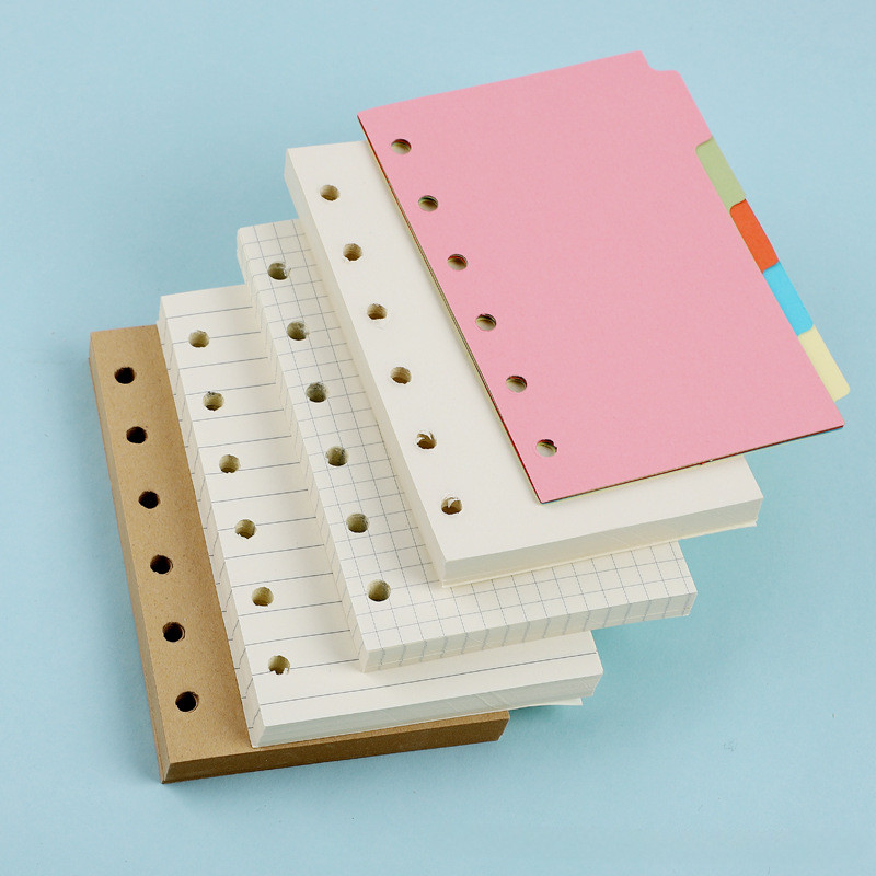 

A7 6Holes Loose Leaf Notebook Refill Spiral Binder Inner Page Weekly Monthly To Do Line Dot Grid Inside Paper Stationery