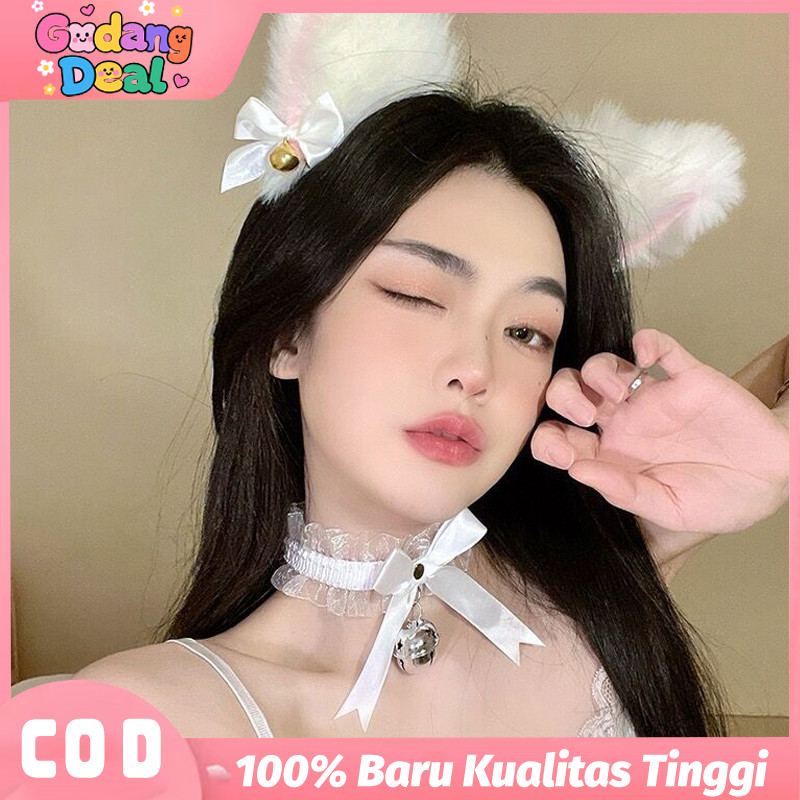 Gesper Paha Choker Kaki Lace Collar Vintage Lonceng Renda Choker With Bell Hitam Choker Necklace