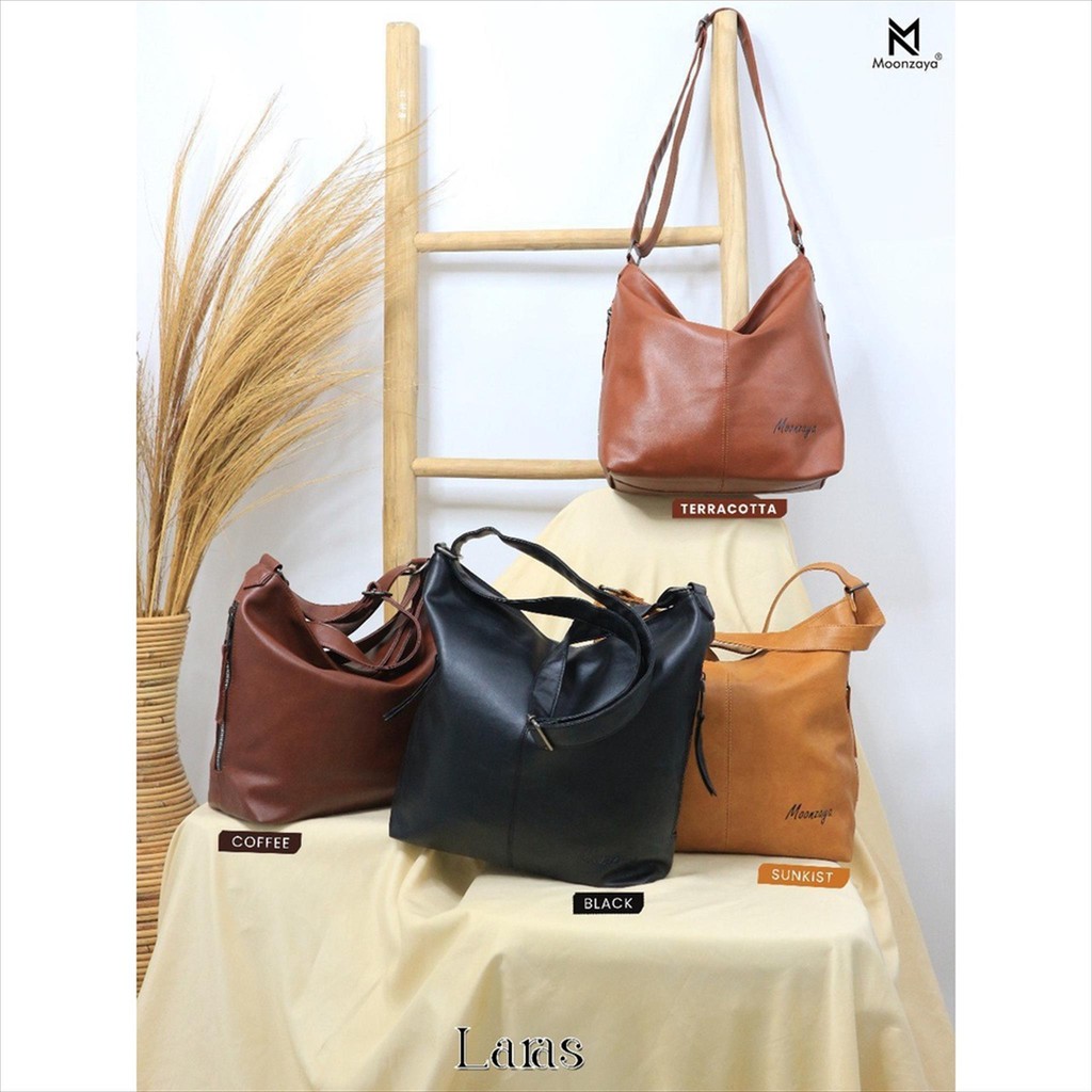 Best Seller ? Laras Tas Hobo Totebag Selempang Bahan Sintetic Leather Original Moonzaya