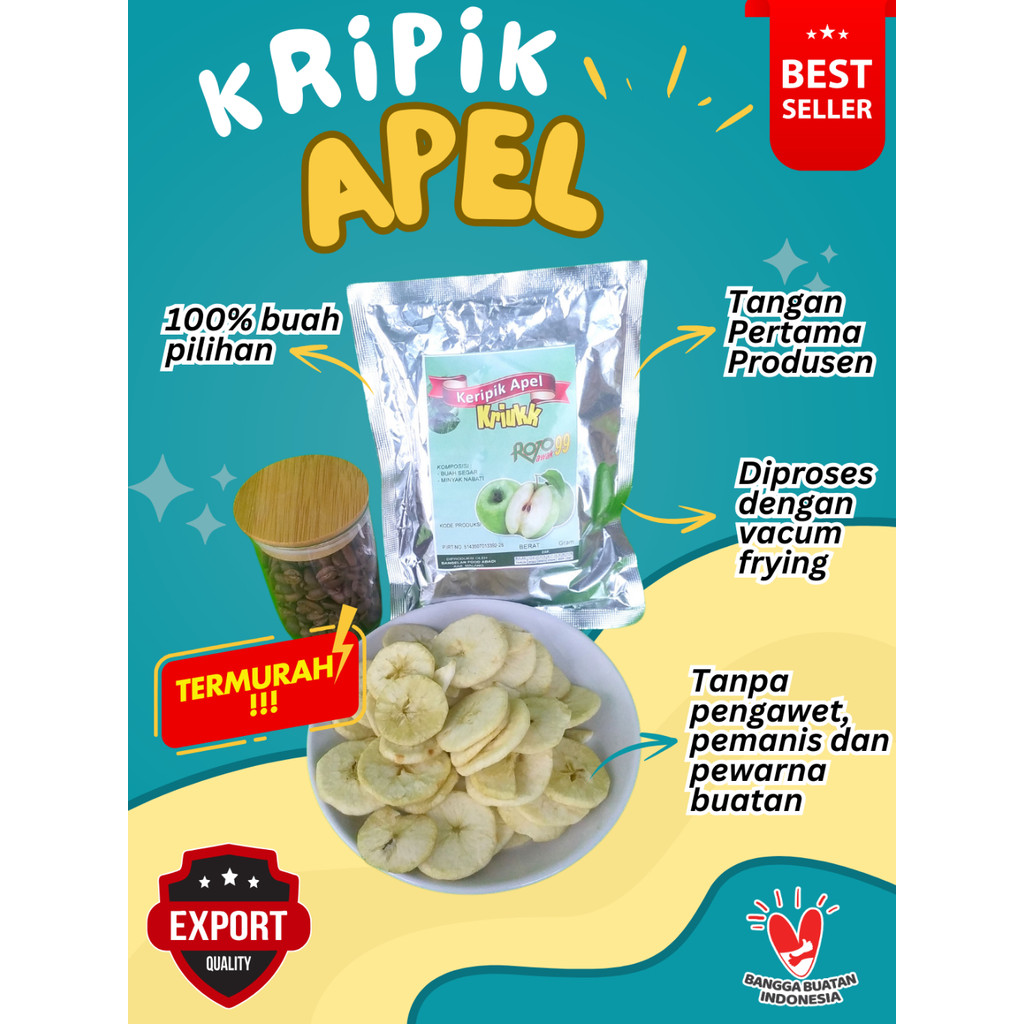 

KERIPIK / KRIPIK BUAH APEL Khas MALANG BATU Kemasan Ekonomis 50 gr 100 gr Tangan Pertama PRODUSEN ( AMJ FARM )