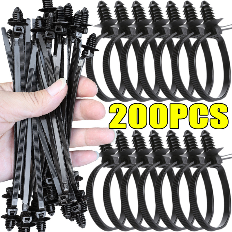 

Car Cable Ties Clips Self Locking Push Mount Fastener Universal Automotive Vehicle Wire Management Nylon Fastenr Harness Straps