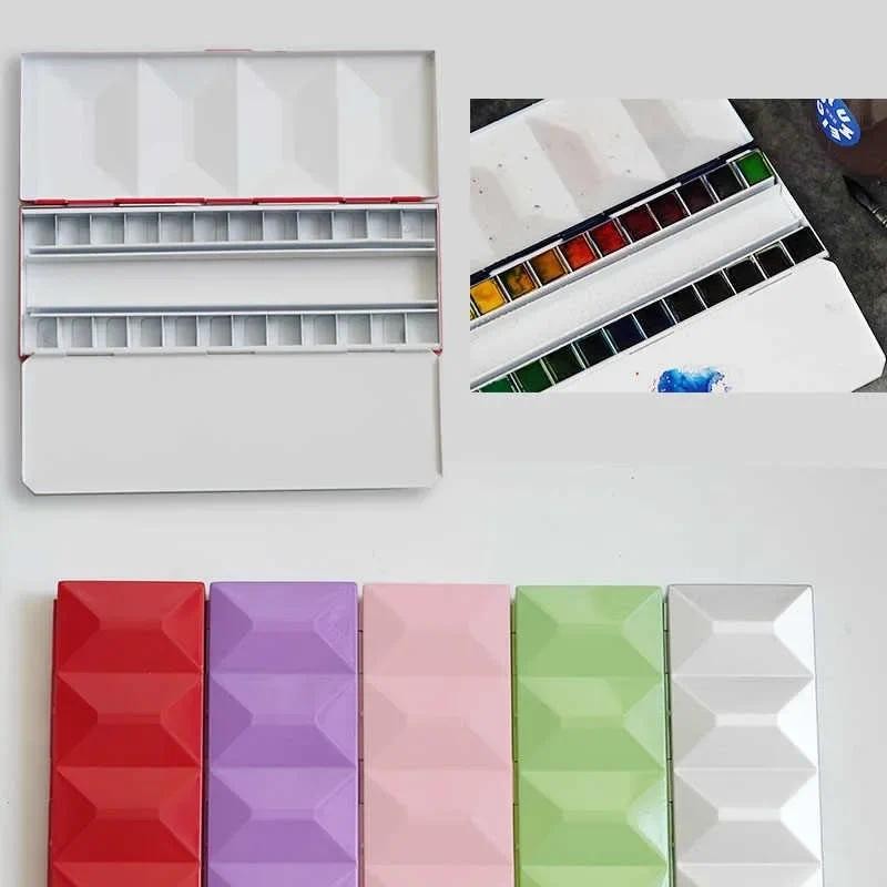 

24 Grid Heavy Enamel Solid Watercolor Paint Box Dust-proof Box Portable Palette Art Paint Empty Box Artist Voyage Art Supplies