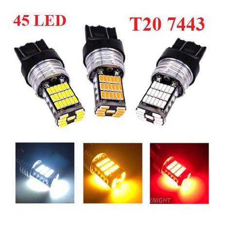 Lampu LED Sein Sen Tancap T20 7443 45 Titik SMD Rem Mobil Superbright - Merah