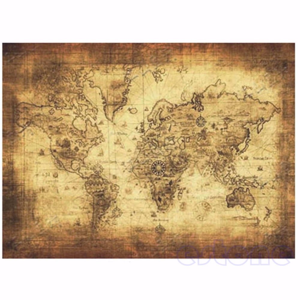 

71x51cm Large Vintage Style Retro Paper Poster Globe Old World Map Gifts MAR29