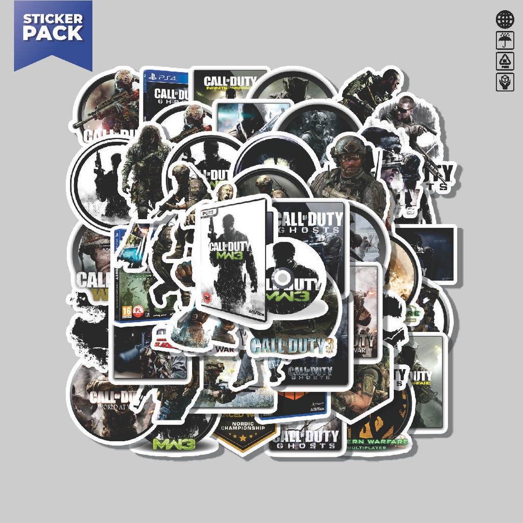 

[100PCS]Stiker Pack Stiker Call Of Duty Series Game 1 Aesthetic Vinyl Anti Air Dekorasi Sticker Laptop Buku Journal Koper Helm Casing HP Gitar Helm Skateboard