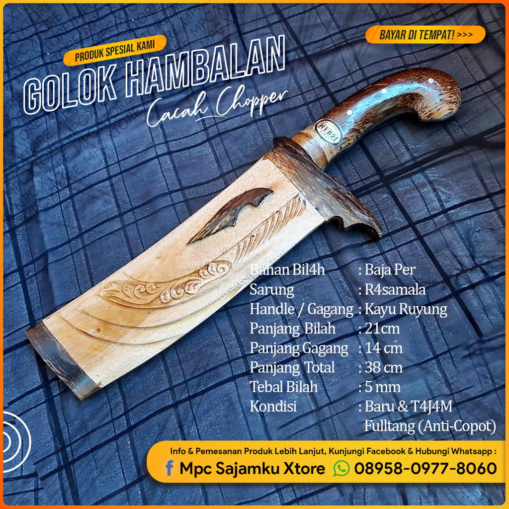 (sukabumiknives) COD  TERLARIS  GOLOK HAMBALAN - CACAH CHOPPER Daging Tulang Pisau Kerja Fulltang Ba