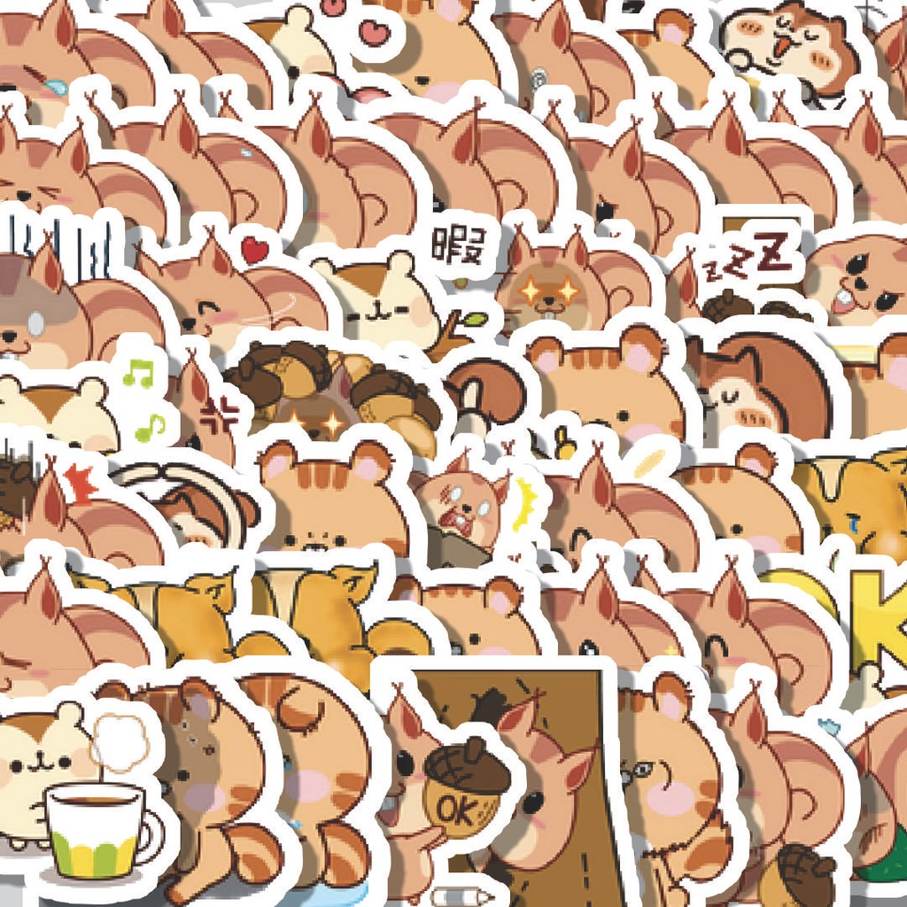 

Stiker Cutting Pack Stiker Hewan Squirrel Isi 100Pcs Series Aesthetic Lucu Keren Untuk Koper Bahan Vynil