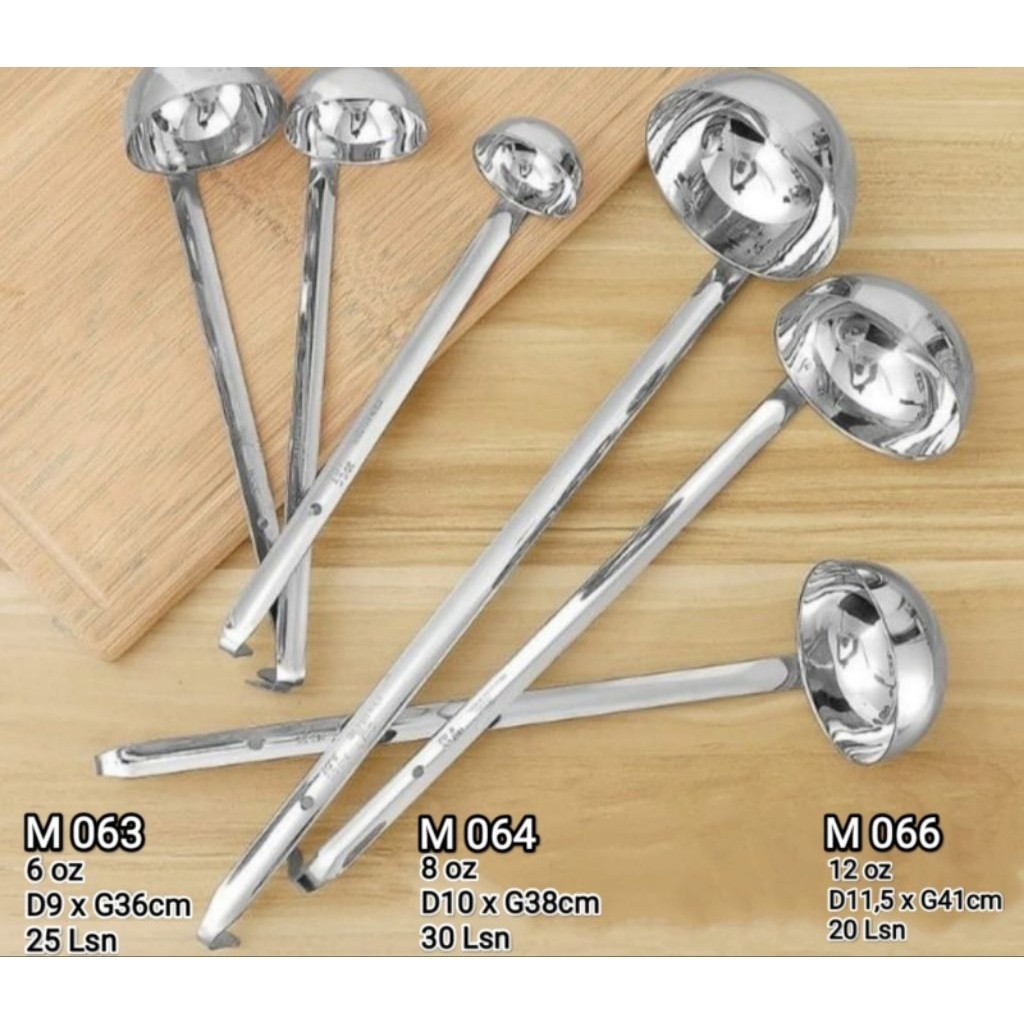 Irus Bakso Panjang Tebal Stainless Stell 6 Oz, 8 Oz, 12 Oz/ Irus Soup Centong Bakso Kuah Stainless S