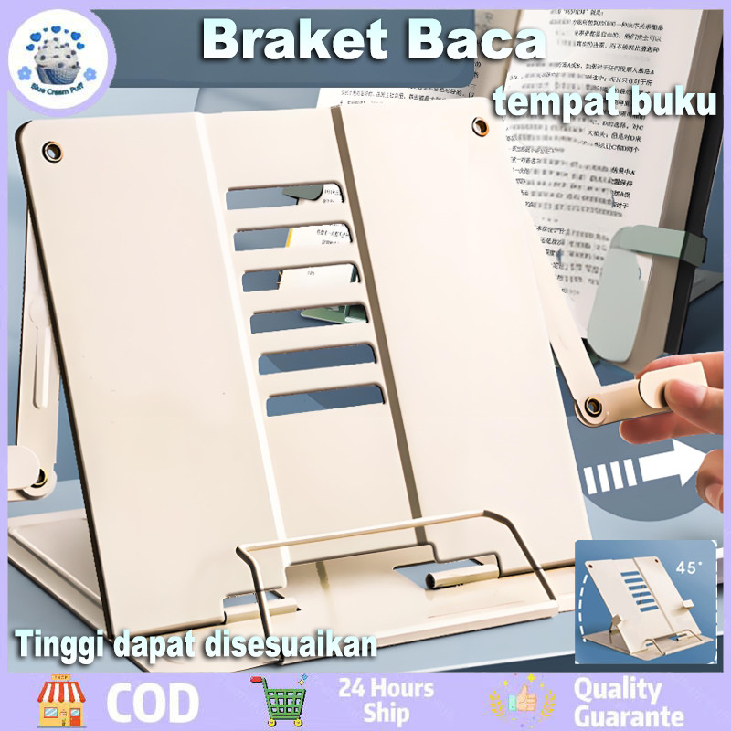 

COD Penyangga Buku Berdiri Bracket Book Stand Teks Reading Holder Metal Adjustable