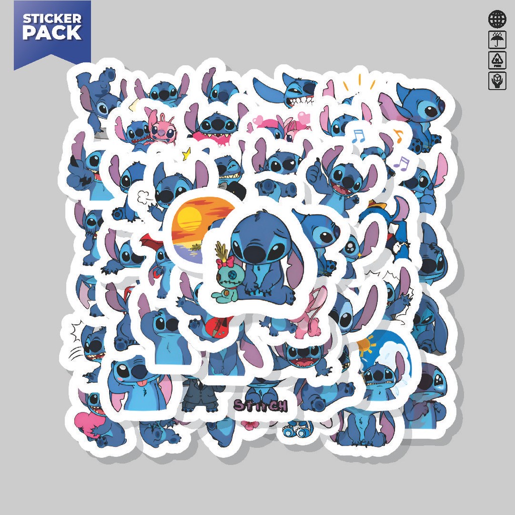 

[100PCS]Stiker Pack Stiker Kartun Disney Stich Aesthetic Vinyl Anti Air Dekorasi Sticker Laptop Buku Journal Koper Helm Casing HP Gitar Helm Skateboard