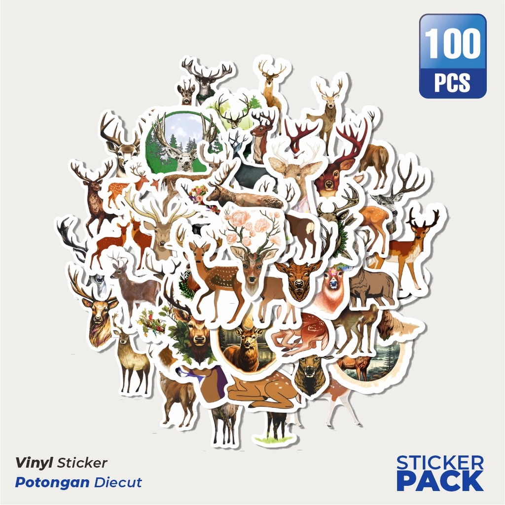 

Super Hemat! 100 PCS Stiker Cute Deer Series [Rusa] Waterproof Aesthetic- Untuk Laptop, Motor, dan Helm - Paper Stationery Pack