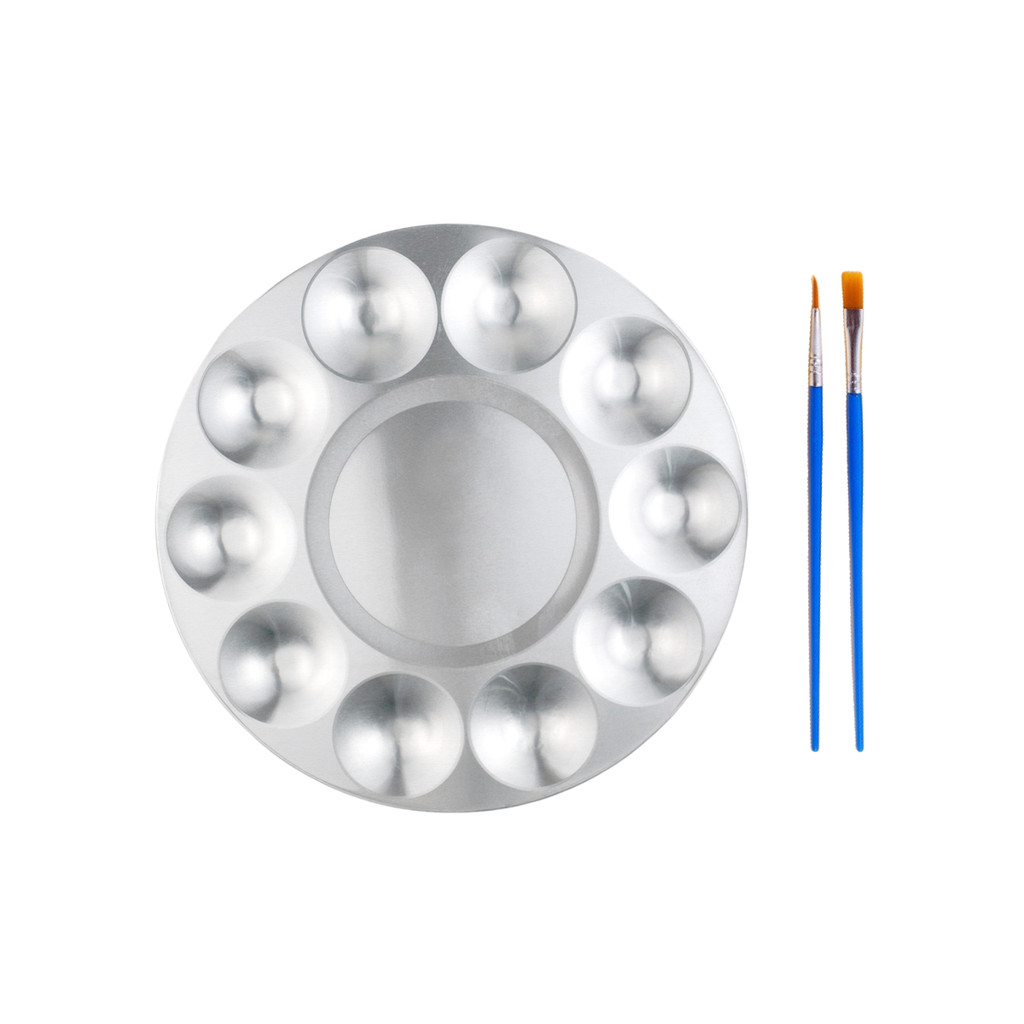 

Aluminum Fine Art Painting palette Round 10-hole student gouache Paint palette Painting palette
