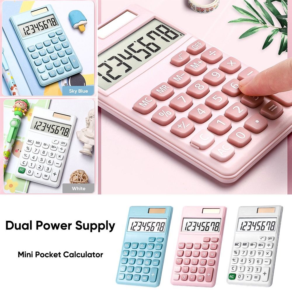 

Dual Power Supply Mini Pocket Calculator 8-Digit Large Screen Scientific Calculator Standard Function Calculator Back To School