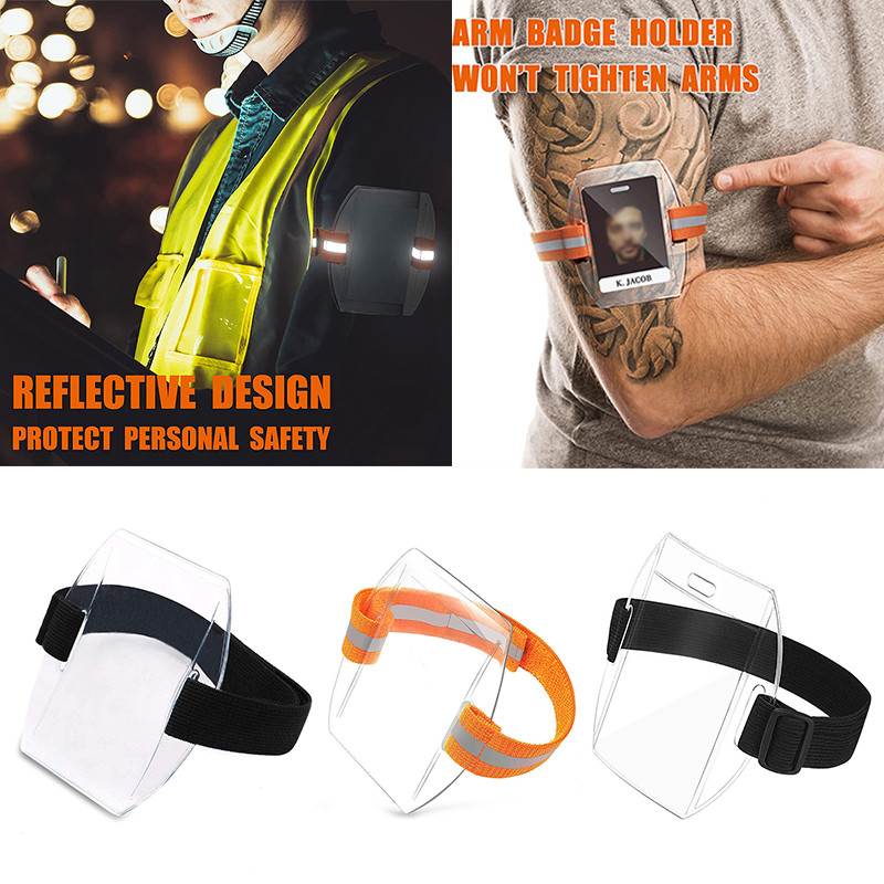 

PVC Reflective Arm Id Card Holder Badge Credential Holder Identification Card Wristband Adjustable Band Running Sport Outdoor