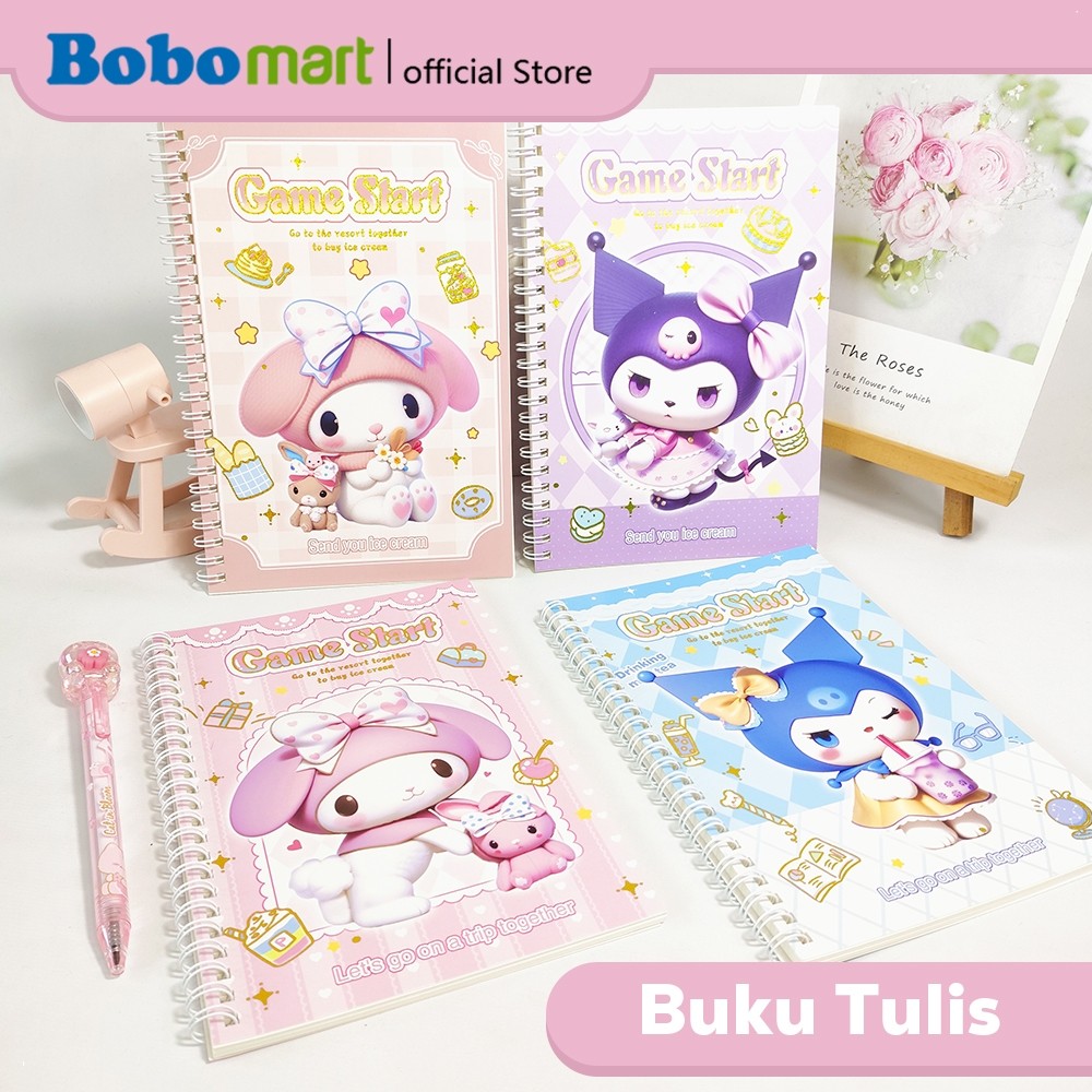 

BOBOMART Buku Tulis Catatan Bergaris Spiral Ruled Notebook Sanrio Kuromi A5 40 Lembar DP-2121