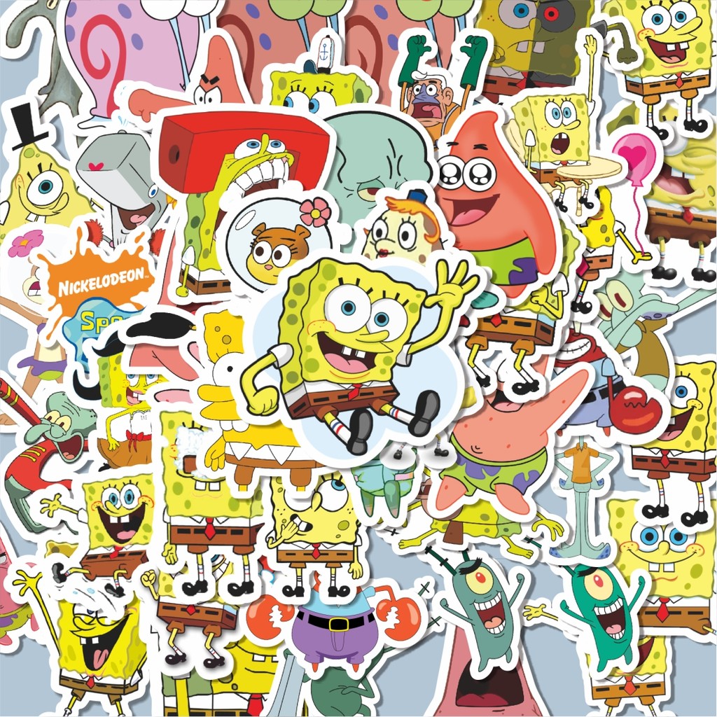 

100PCS Lucu Stiker Spongebob Squarepants Universe Series Character Mix 3 Stiker Aesthetic Stiker Anti Air Stikers Berperekat Waterproof sticker decal buat Motor Helm Buku Journal Koper Casing HP Laptop Botol Minum Hadiah anak