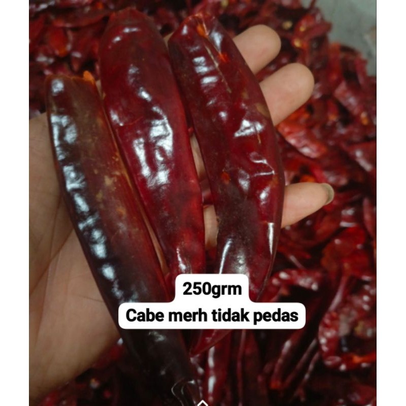 

ready kemasan ( 250grm ) CABE MERAH BESAR KERING IMFOR KUKITAS BGUS TIDAP PEDAS COCOK UNTUK BUMBU MERAH