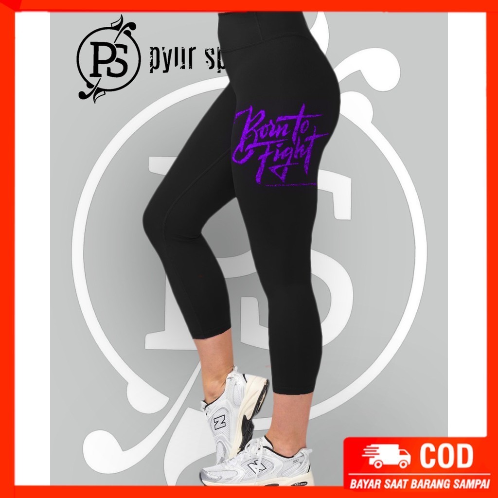 Pyursportwear - Legging 7 /8 Fight - Aerobic Hitam Muslimah, Stylish, dan Nyaman saat Berolahraga: I