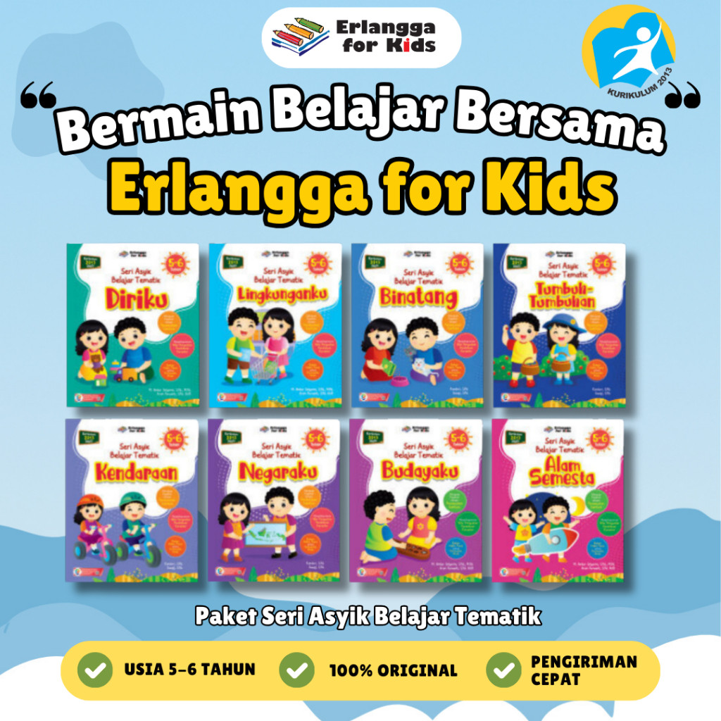 [Erlangga] Buku Paket Aktivitas TK dan PAUD Anak: Seri Asyik Belajar Tematik 5-6 Tahun - Erlangga Fo
