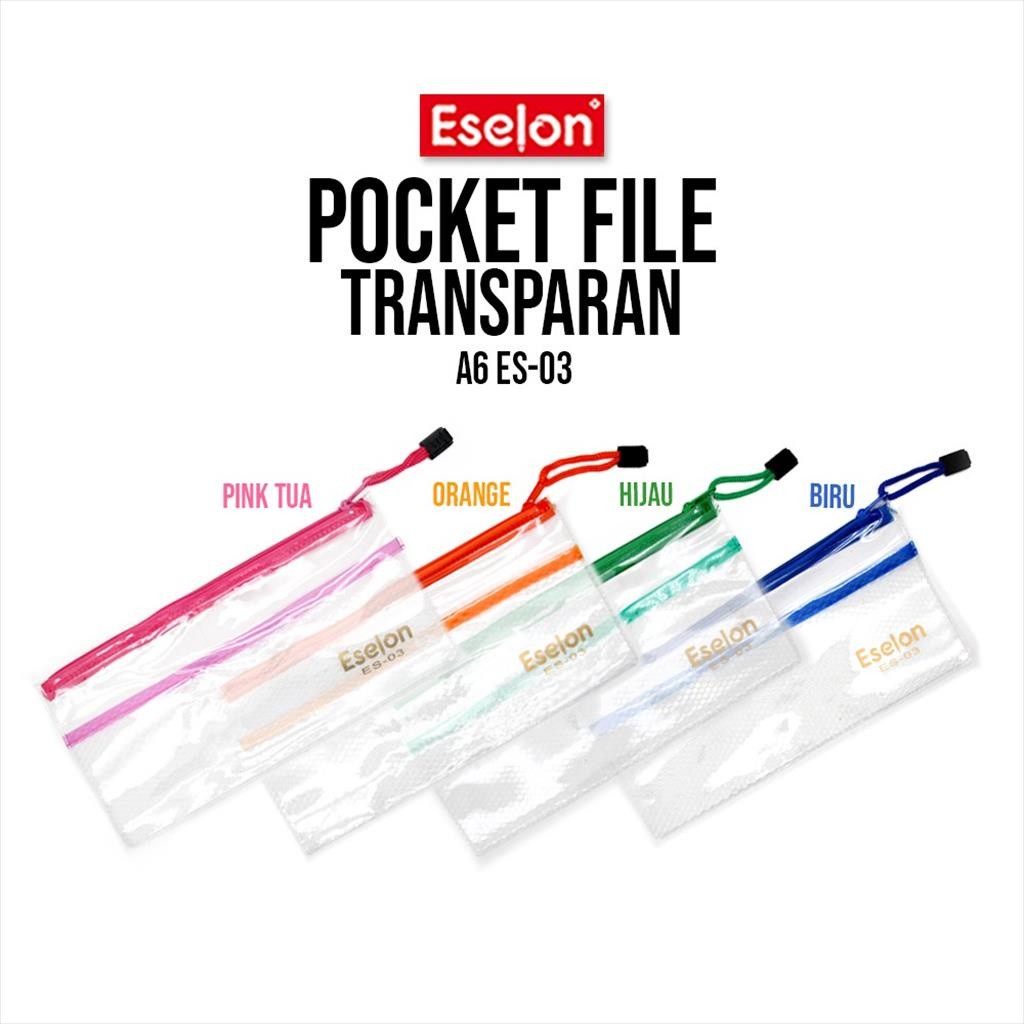 

Map Plastik/ Pocket File A6 TRANSPARANT ES03 ESELON / Pocket File ES03/ Pocket file plastik dengan jaring A6