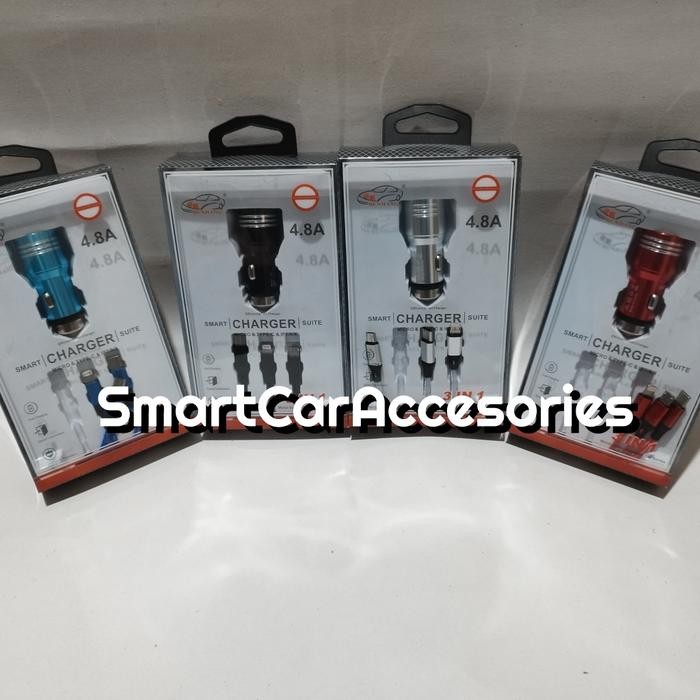 Car Charger 3 IN 1 Fast Charging / Charger Mobil 3in1 Warna