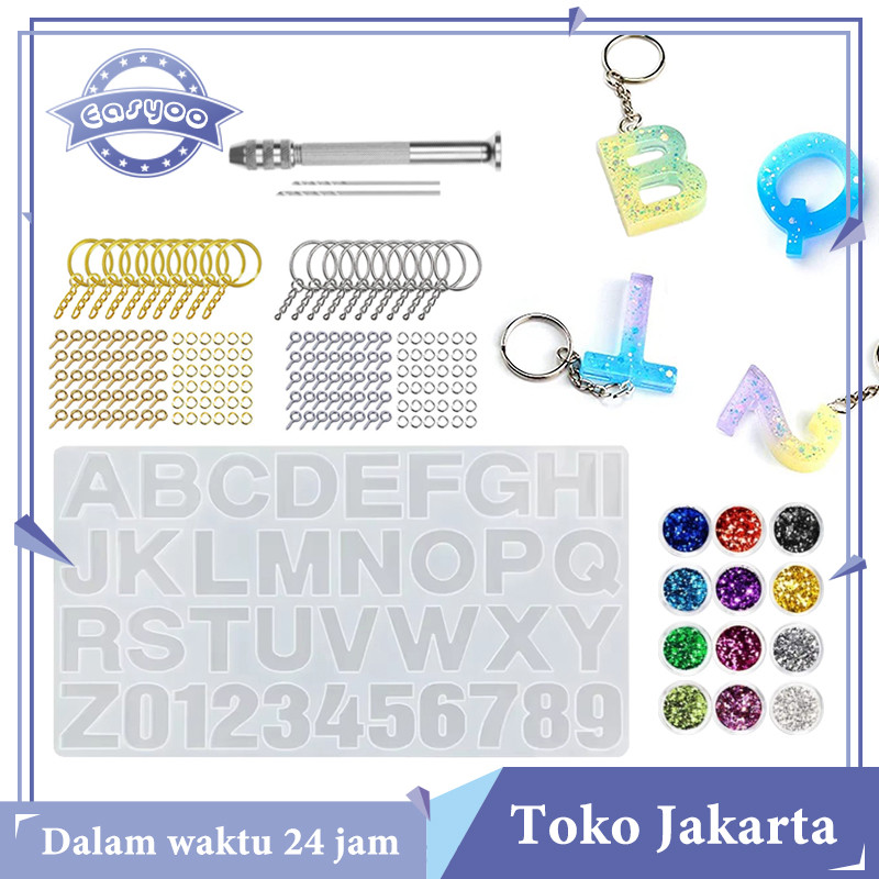 236pcs Cetakan Huruf Silikon Cetakan Gantungan Kunci Resin Nomor Cetakan Liontin Resin Cetakan Kalun