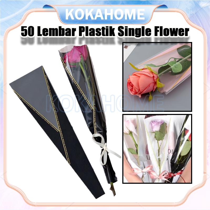 

Wrapping Plastik Untuk Mini Buket Rose 50 Pcs/Bungkus bunga plastik/Single Flower Rose Packing