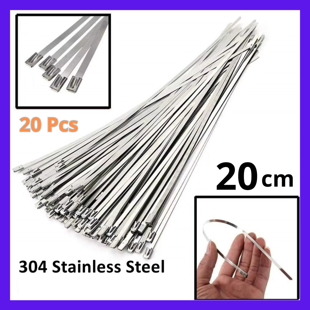 

inovasi_tani-Kabel Ties Stainless Steel Multifunctional 4.6 x 200mm 20 PCS Kabel Ties Stainless Steel Multifungsi-COD