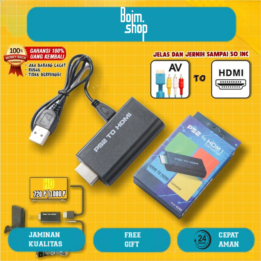 PS2 To HDMI Adaptor Converter HDMI PS2 Resolusi HD 720 1080P