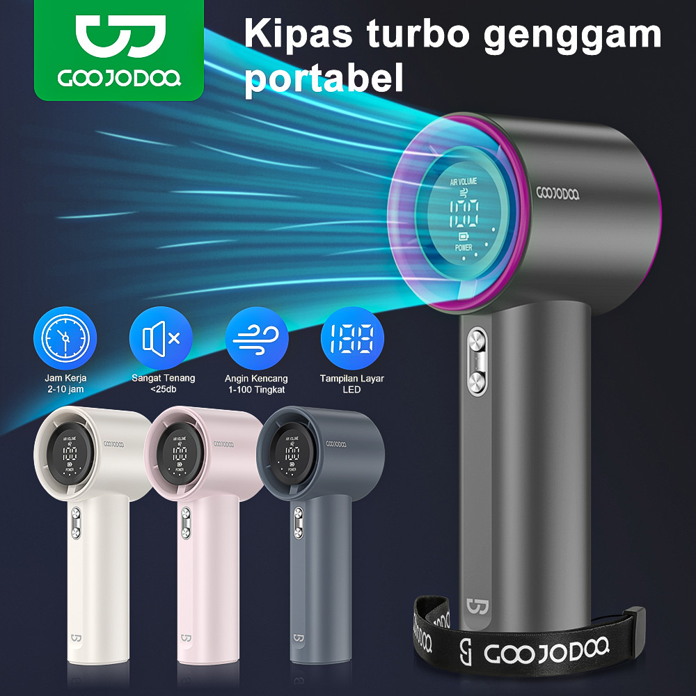 

GOOJODOQ High Speed Mini kipas Strong Wind 100 Gear Wind Speed kipas angin Digital Display Adjustable Turbo kipas tangan Outdoor sports Mini Fan