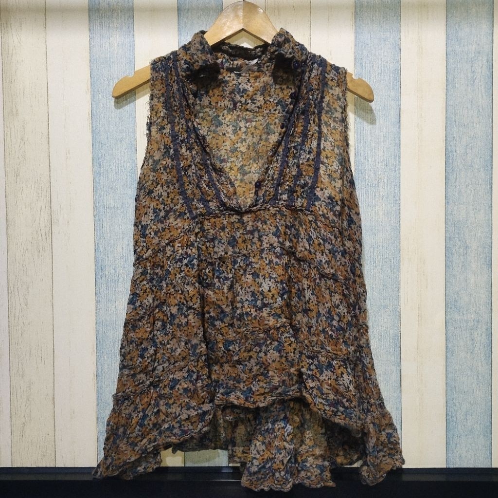 Outer Cewek Kuning Motif Bunga - Atasan Preloved