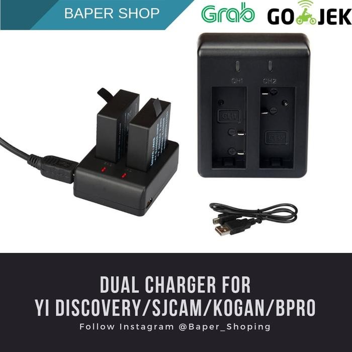 Promo Dual Charger Battery For Yi Discovery Kogan Brica SJCAM B-Pro Eken M10 - 1 CHARGER