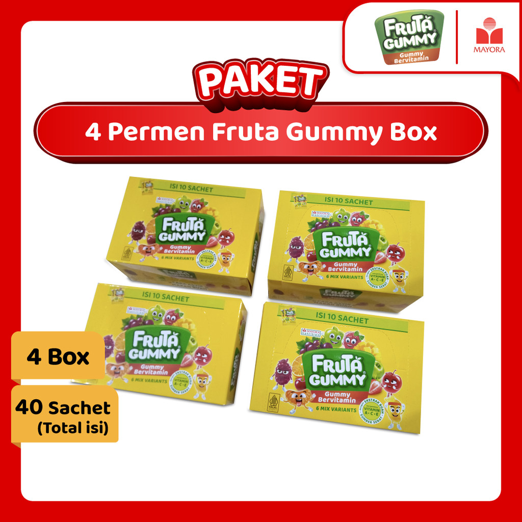 

Paket 4 Box Permen Fruta Gummy 250 Gram