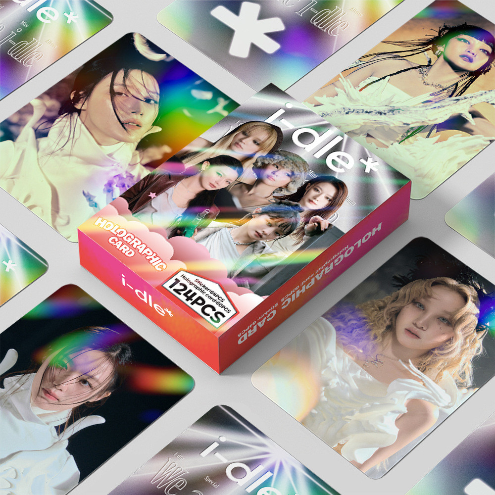 

124Pcs/Set (G)I-DLE Idol New We are i-dle Laser Lomo Cards SoYeon YuQi ShuHua MiYeon Minnie HD Printd Photocards Sticker Gifts