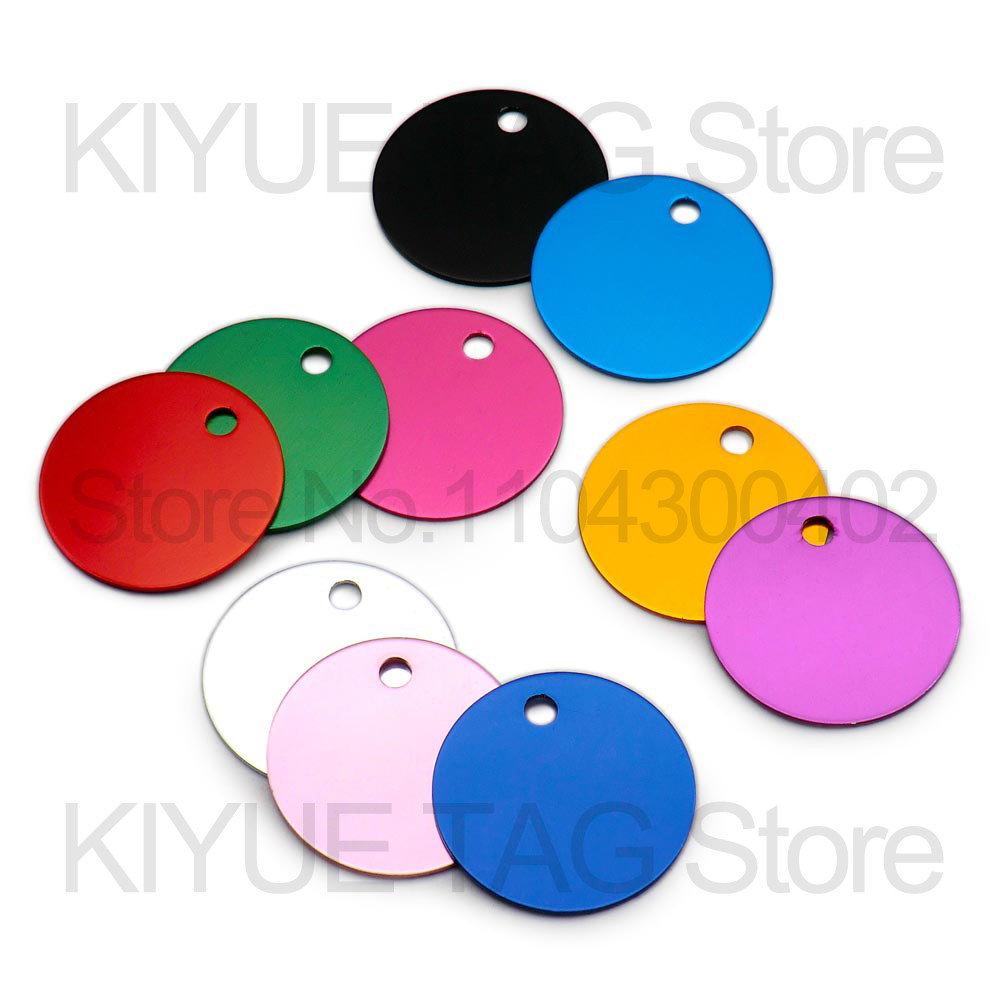 

Wholesale 100Pcs Aluminum Round Dog ID Tags Name Plate Anodizing Label Tags Chain Hanging Keys Personalized Name ID Tag