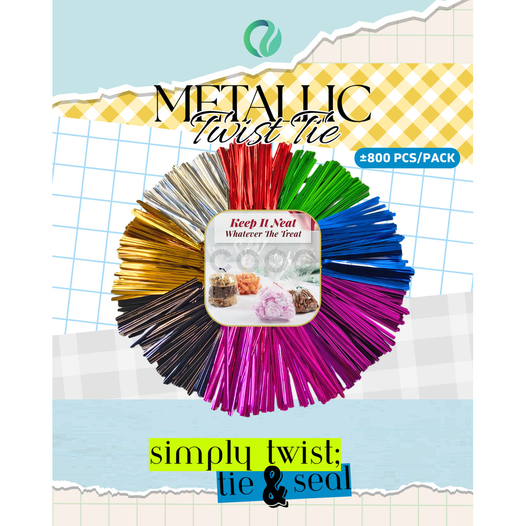 

PET Metalic Twist Tie Kawat Ikat Dekorasi Roti Permen 4MM 8CM