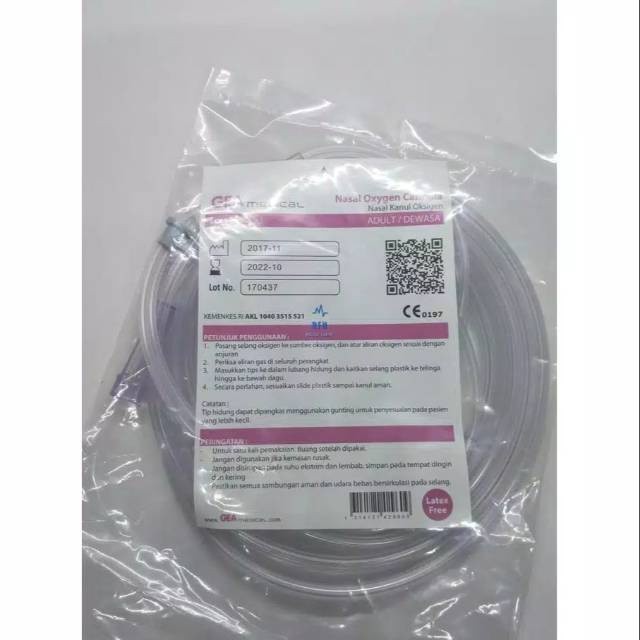 Nasal Hidung Oxygen Cannnula Adult Selang Kanul Oksigen Dewasa GEA
