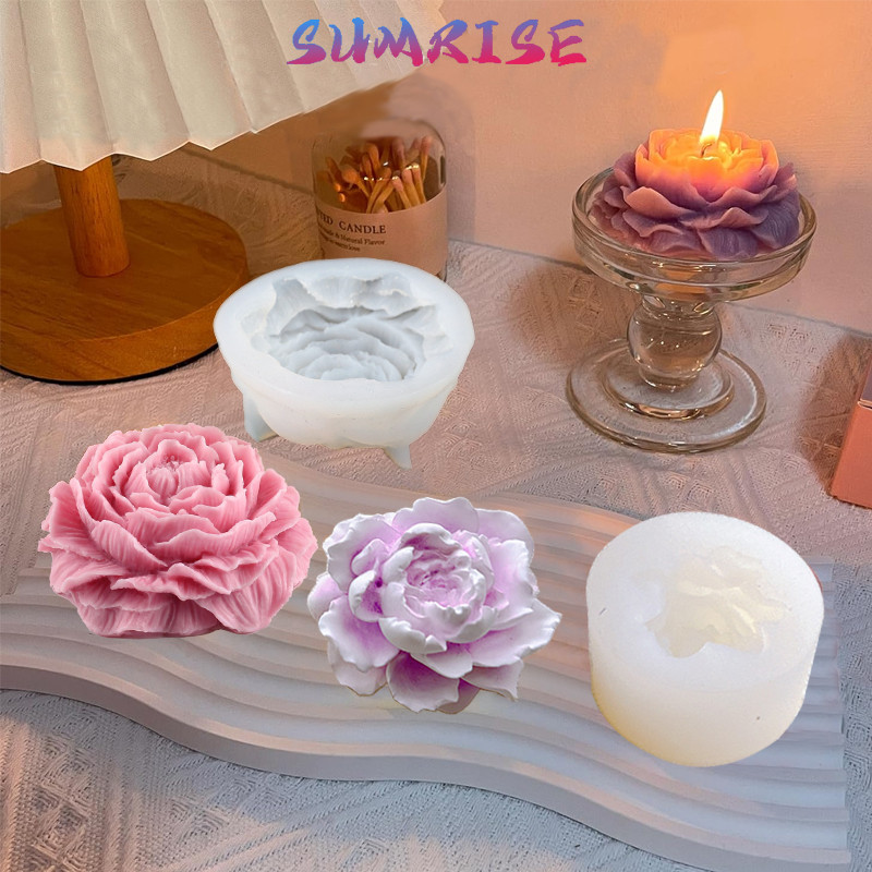 DIY Cetakan Bunga Peony Silikon Mold Puding Jelly Lilin Aromaterapi & Kerajinan Tangan