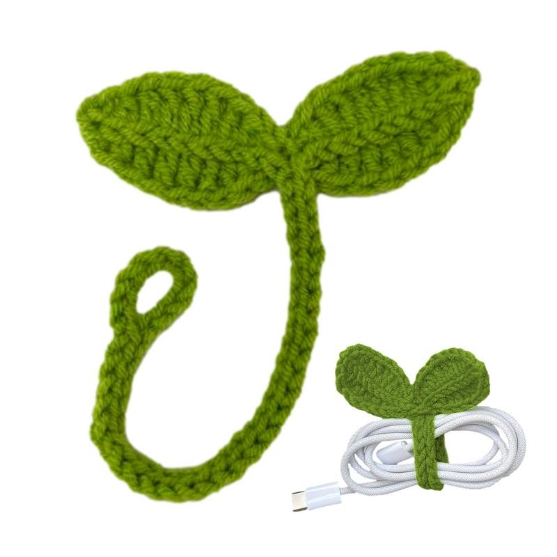 

Handmade Crochet Leaf Sprout Multifunctional Bookmark Leaf Decor Green Crochet Accessories DIY Craft Gift For Holidays New Year