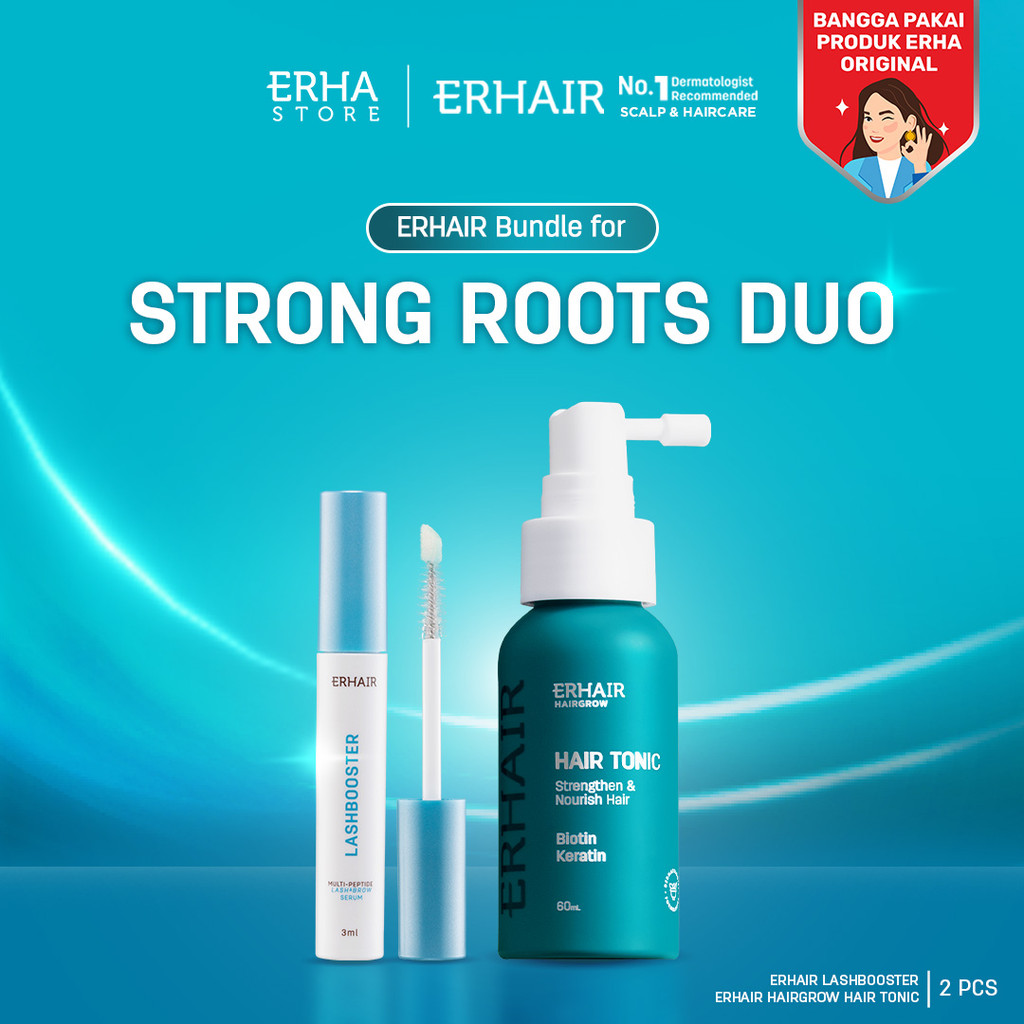 Erhair Strong Roots Duo [ERHAIR Lashbooster Multi-Peptide Lash & Brow Serum (3ml) + ERHAIR HairGrow 