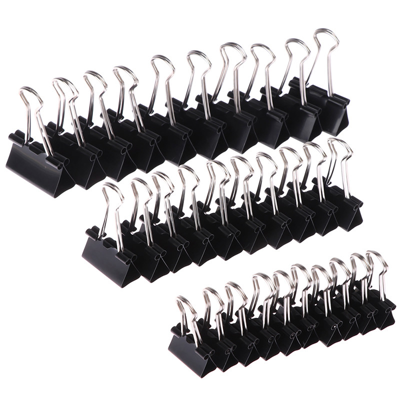 

10Pcs/set Black Metal Binder Clips 19mm/ 25mm/ 32mm Notes Letter Paper Clip Office Stationery Supplies Binding Securing