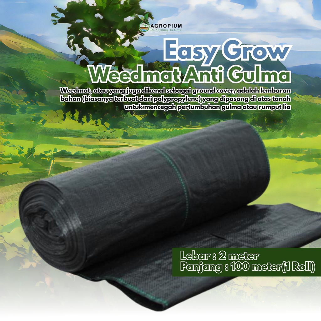 Easy Grow Weedmat Hitam Lebar 2 Meter Weedmat Anti Gulma 1 Roll 100 Meter
