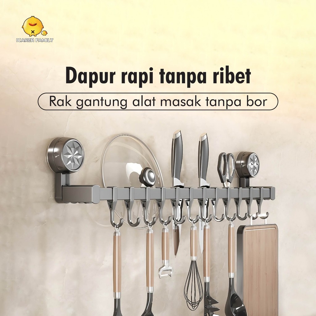 Rak Gantung Dapur Tanpa Bor - Rak Penyimpanan Dapur Serbaguna - Rak Gantung Plastik Serbaguna - Rak