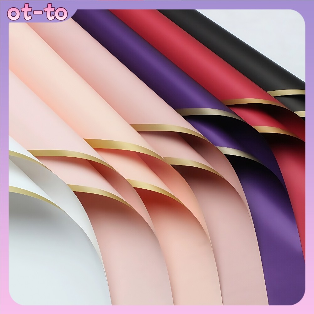 

【Ready-COD】Kertas Bungkus Bunga Waterproof-Bingkai Emas,20 Lembar,Untuk Buket&Florist