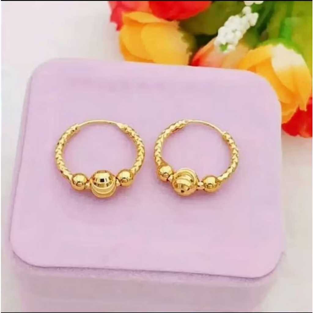 perhiasan gipsi pentol ukir anak, aksesoris fashion anting titanium anti karat Premium Quality