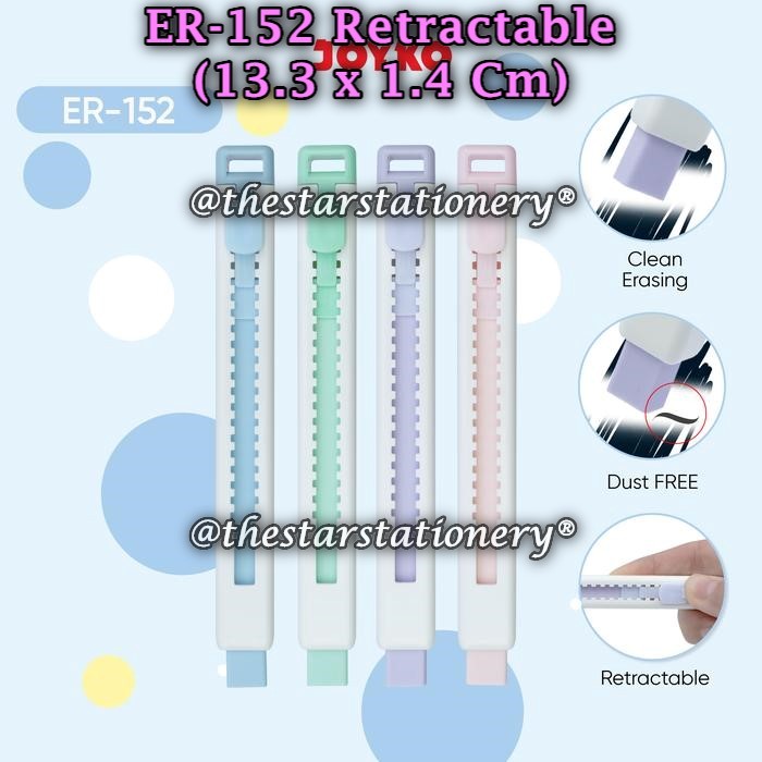 

(1 Pak Isi 24 Pcs) GROSIR Penghapus Mekanik JOYKO ER-152 Retractable / Penghapus Joyko (1 Pack/24)