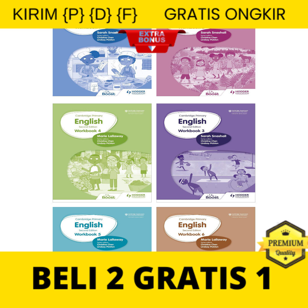 

{P} {D} {F} Hodder Cambridge Primary English Workbook 1-2-3-4-5-6 / Second Editon / Black White