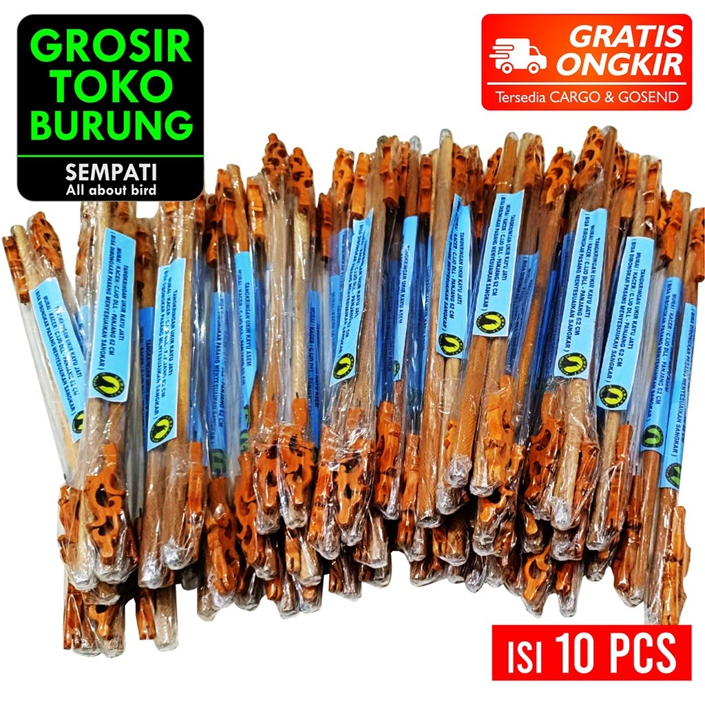 WIDHISTORE SEMPATI GROSIR Tangkringan Pangkringan Bongkar Pasang Ukir Kayu Jati Halus 62cm Isi 10 Pc