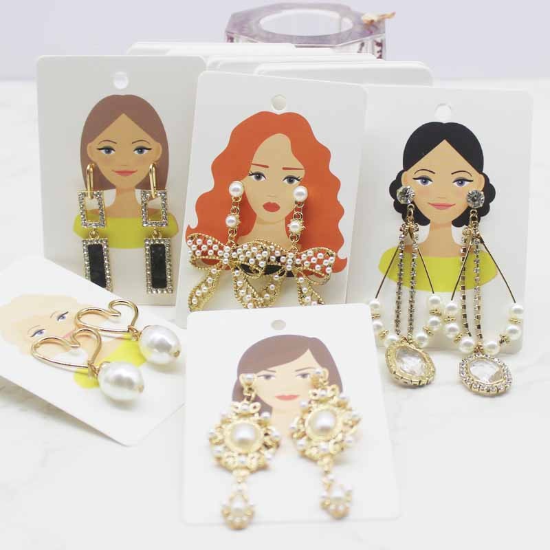 

6*9cm 50pc beauty head jewelry package card paper necklace earring display tag card longer earring holder card jewelry package