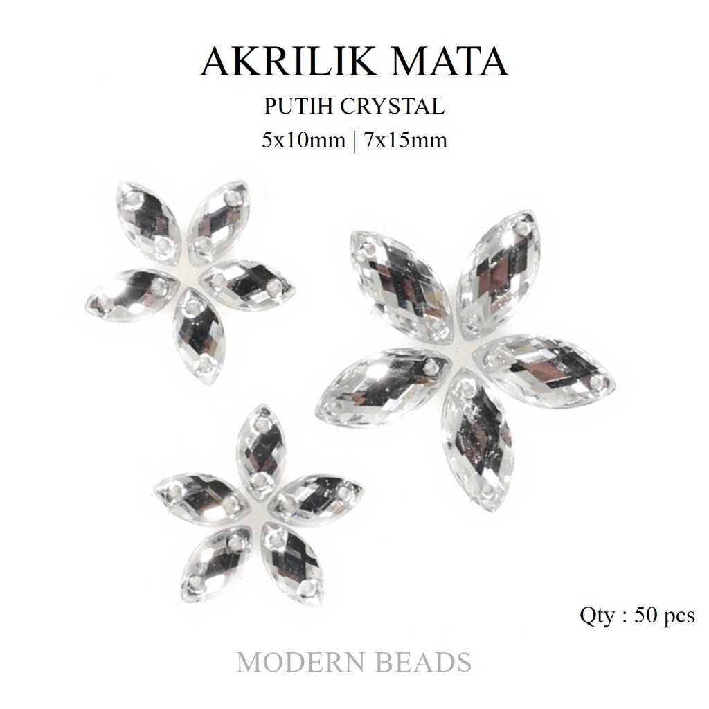 [50 pcs] Akrilik Mata Putih Crystal / Diamond Kristal Akrilik / Payet Acrylic Mata Putih Grade A